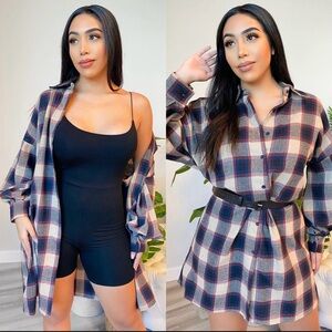 Miss Lola Taupe Oversized Flannel NWT